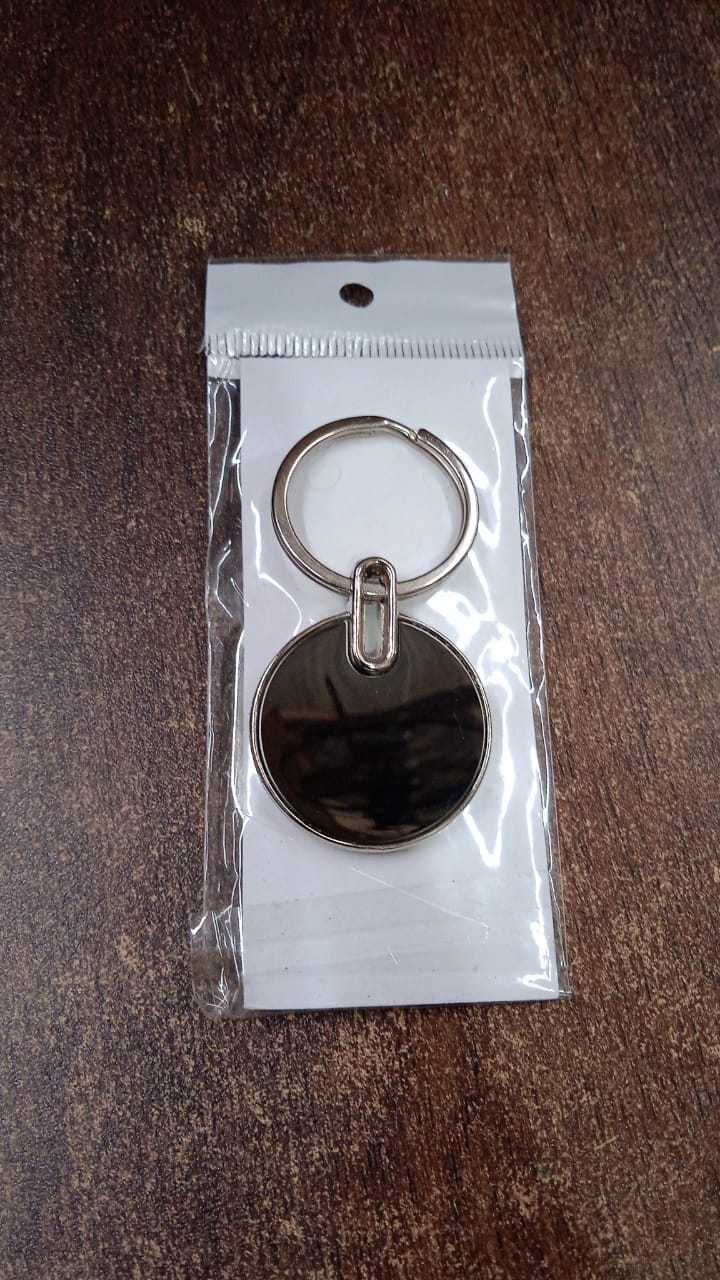 Sleek Black Round Metal Keychain (1 Pc) Sleek Black Round Metal Keychain (1 Pc)
